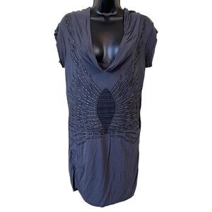 Kate Moss Topshop Studded Angel Wing Gray Cowl Neck Bodycon Dress